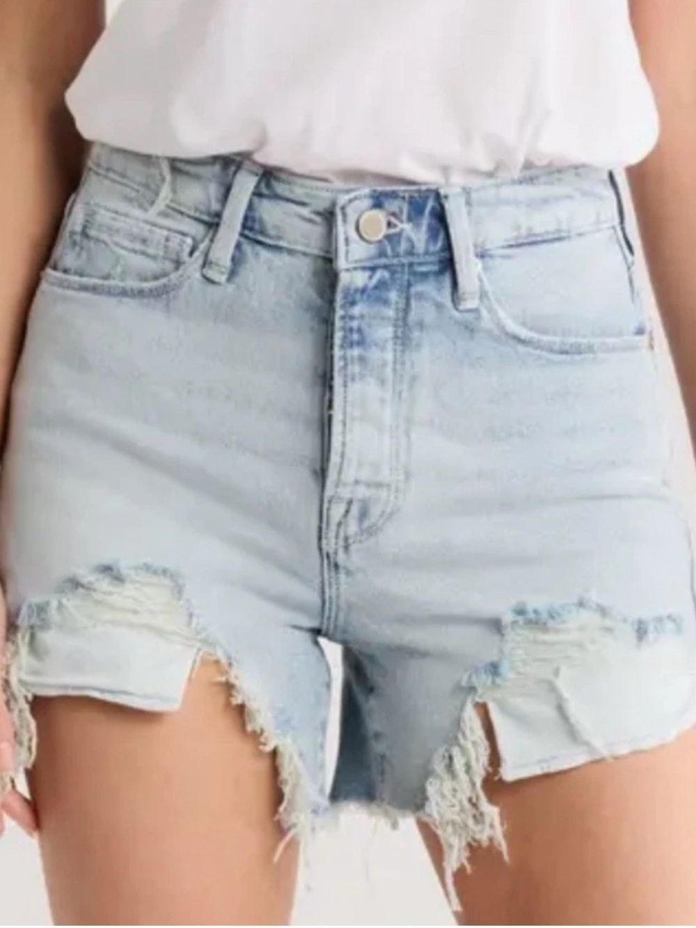 NWT Good American The Bombshell Shorts Distressed Denim High Waist Women Size 10